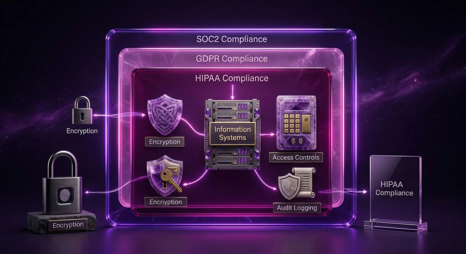 SOC2, GDPR, and HIPAA compliance architecture